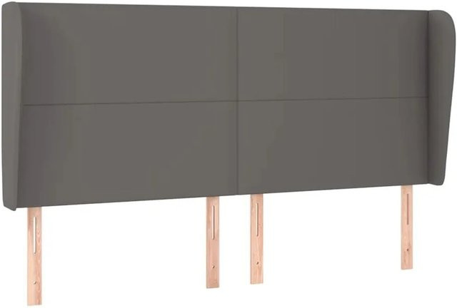vidaXL Kopfteil mit Ohren in Grau aus Kunstleder, B/T/H: 163 x 23 x 118/128 cm - Bild 1