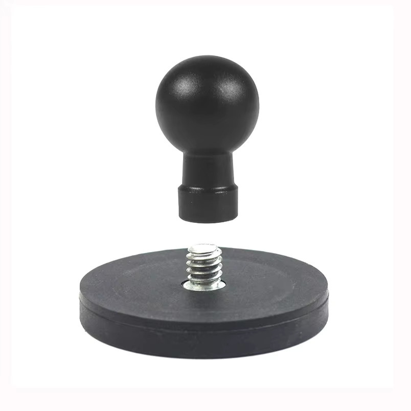 Magnetische Kamerahalterung mit 17mm Kugelkopfadapter und 1/4 Zoll Schraube für GoPro und Actioncams, Schwarz - Bild 2