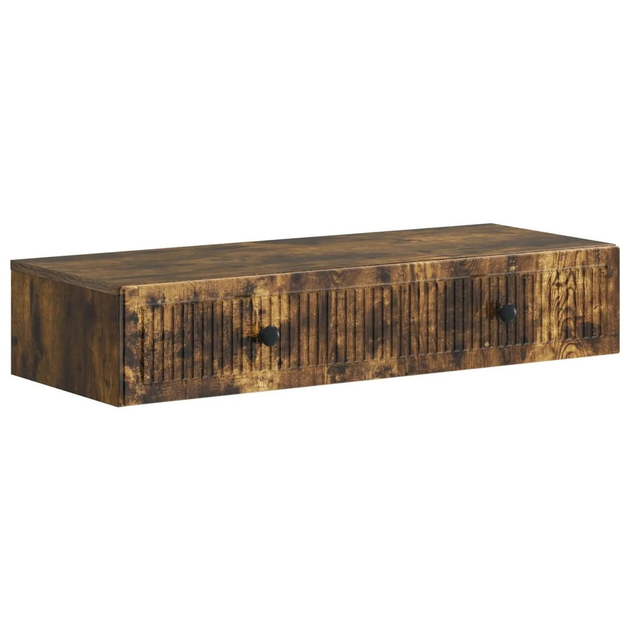 vidaXL Wandmontierter Beistelltisch aus Holzwerkstoff in Geräuchert Eiche, Braun, B/T/H: 34,5 x 34,5 x 17,0 cm - Bild 2
