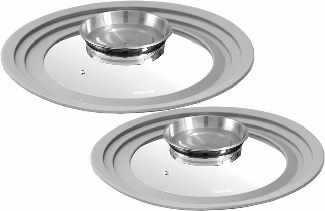 Stoneline Multifunktionaler Glasdeckel 2-teilig mit Silikonrand und Aromaknauf, Transparent, Universal Pfannendeckel und Topfdeckel für 16/18/20 cm und 24/26/28 cm - Bild 1