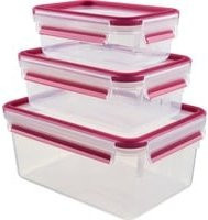 Emsa CLIP & CLOSE Frischhaltedosen-Set, 3-teilig, Himbeere Pink/Transparent - Bild 1