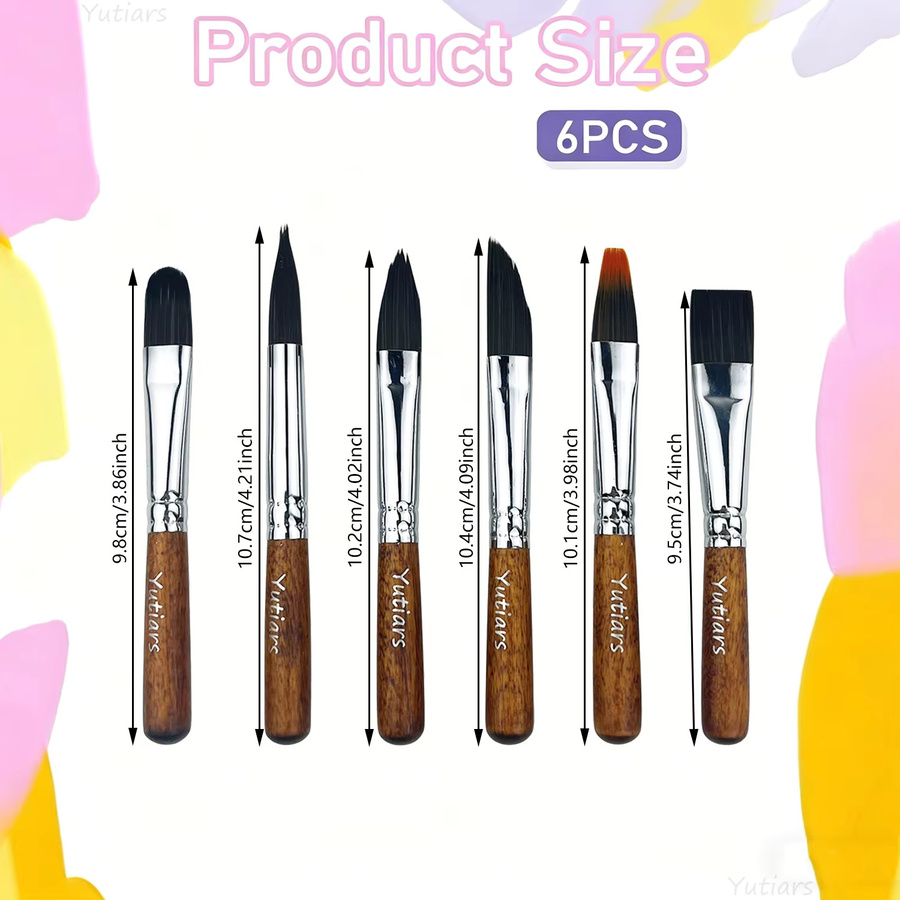 Yutiars Mini Reise-Malstift-Set 6-teilig professionelles Premium-Kunst-Wasserfarben-Gouache-Skizzier- und Zeichenpinsel-Set aus Holz - Bild 2