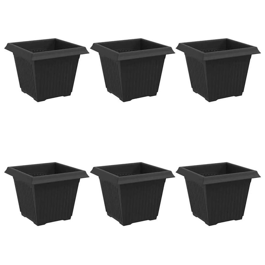 vidaXL Quadratische Blumentöpfe aus Kunststoff, 6er Set, Schwarz, B/T/H: 20 x 20 x 16 cm - Bild 2