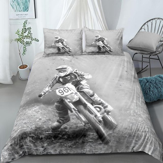 Bettwäsche-Set Motorradfahrer von JMG Household Supplies in Grau, Material Mikrofaser Polyester, B/H: 150 x 200 cm - Bild 1