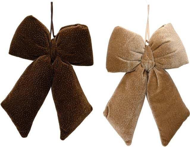 Decoris Deko-Schleife für Weihnachten und Winter in Braun und Silber, Textil, B/H/T: 40 x 35 x 3 cm - Bild 1