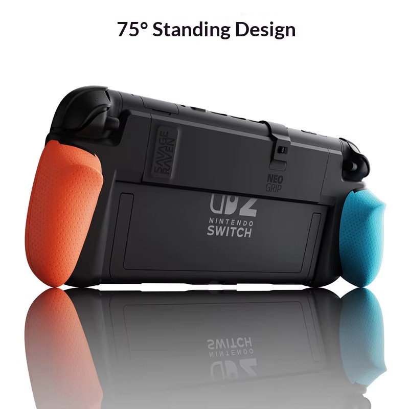 Skull & Co. Neogrip Savage Raven für Nintendo Switch in Rot mit austauschbarem ergonomischem Griff und Schutzhülle - Bild 2
