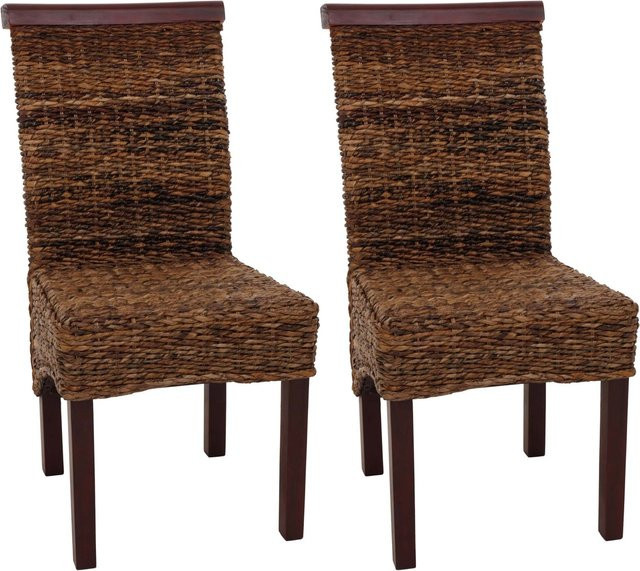 CHEFGASTRO 2er-Set Esszimmerstühle aus Bananengeflecht und Mahagoniholz in Braun, H x B x T: 93 x 47 x 43 cm, Sitzhöhe: 47 cm - Bild 1