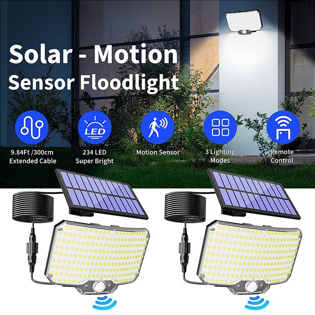 Nexillumi LED Solar Außenleuchte mit Bewegungssensor und Fernbedienung, IP65 Wasserdicht, Weiß, Set mit 2 Stück - Bild 1