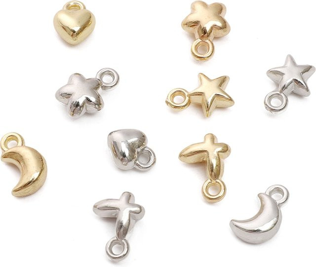 Beadia Charms, Kunststoff, Stern Herz Blume Mond Schmetterling, Bunt, Unisex - Bild 1