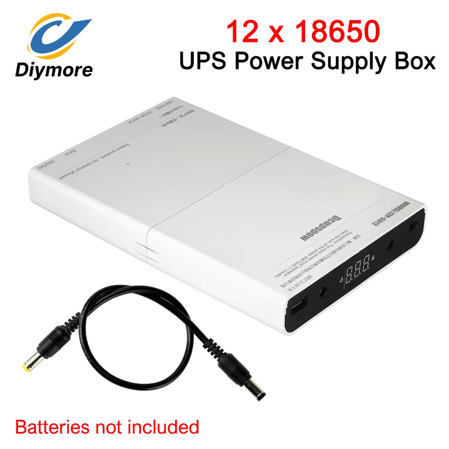 diymore DC USV Akkubox mit 12x 18650 Li-Ion Akkus für Modems, Router und NAS, einstellbare Spannung 5V, 9V und 12V - Bild 2