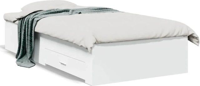 vidaXL Bettgestell mit Schubladen in Weiß aus Holzwerkstoff, B/T/H: 90 x 200 cm - Bild 1