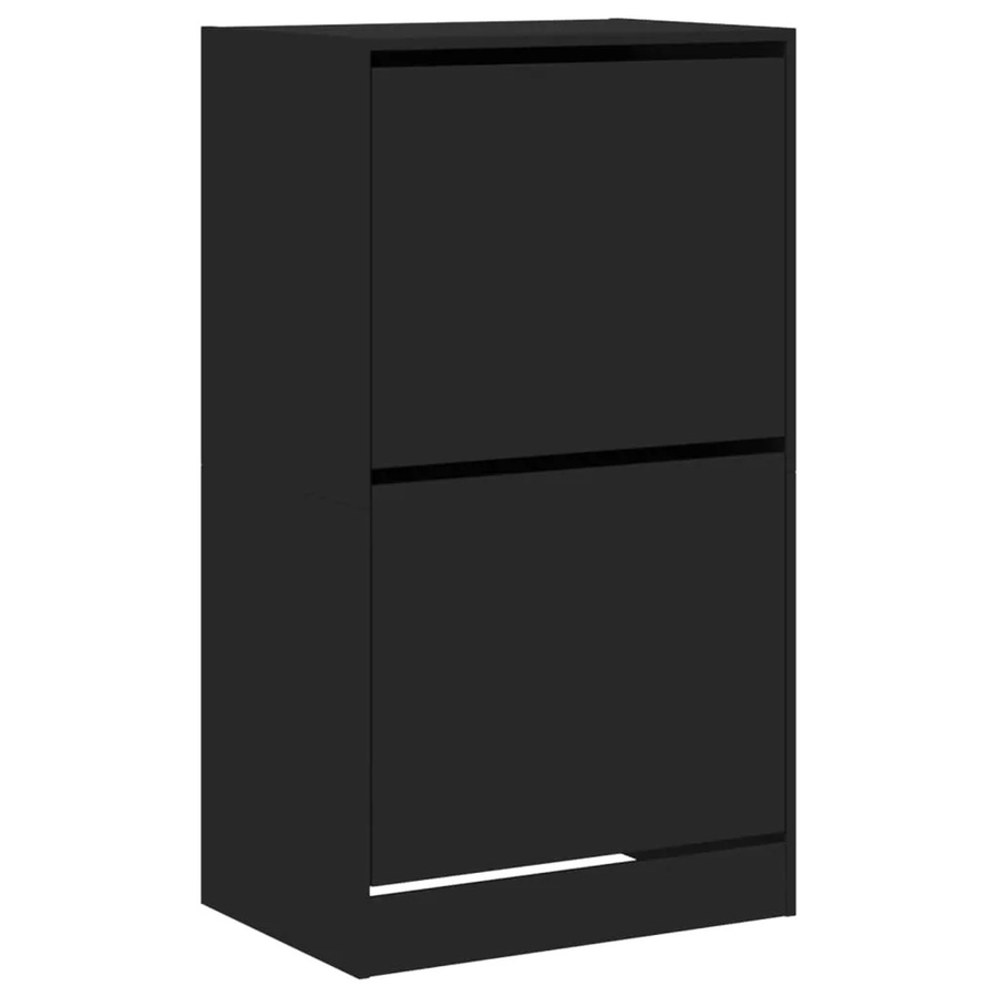 vidaXL Schuhschrank modern in Schwarz mit 2 Klappen, Wandmontage, B/T/H: 60 x 42 x 108 cm - Bild 2