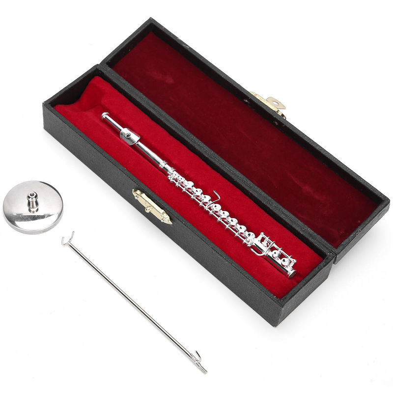 TOMTOP JMS Kupfer Miniaturflöte mit Ständer in Silber als dekoratives Mini Musikinstrument Modell Zubehör - Bild 4