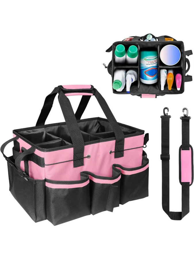 XMSJ Reinigungs-Caddy-Tasche in Pink mit Griff und mehreren Fächern - Bild 7