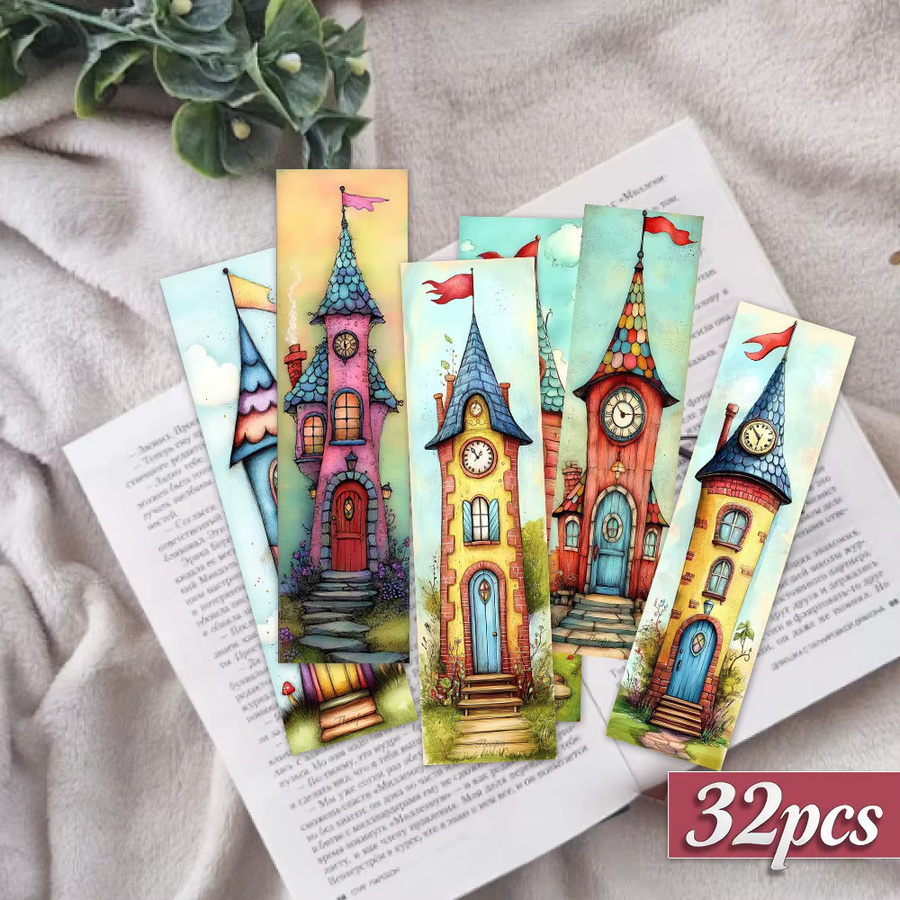 32 Stück Fantasy-Glockenturm-Lesezeichen aus Papier in Multicolour für Schule und Lehrergeschenke - Bild 3