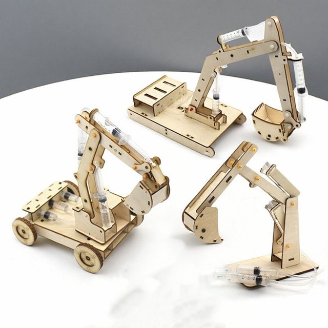soulbao DIY-Hydraulikbaggermodell aus Holz, Kinderpuzzlespielzeug - Bild 1