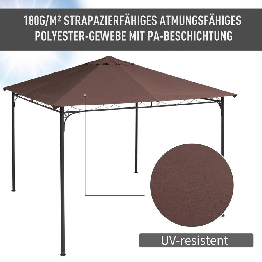 Outsunny Ersatzdach für Pavillon aus Polyester in Braun, B/L: 300 x 300 cm - Bild 3