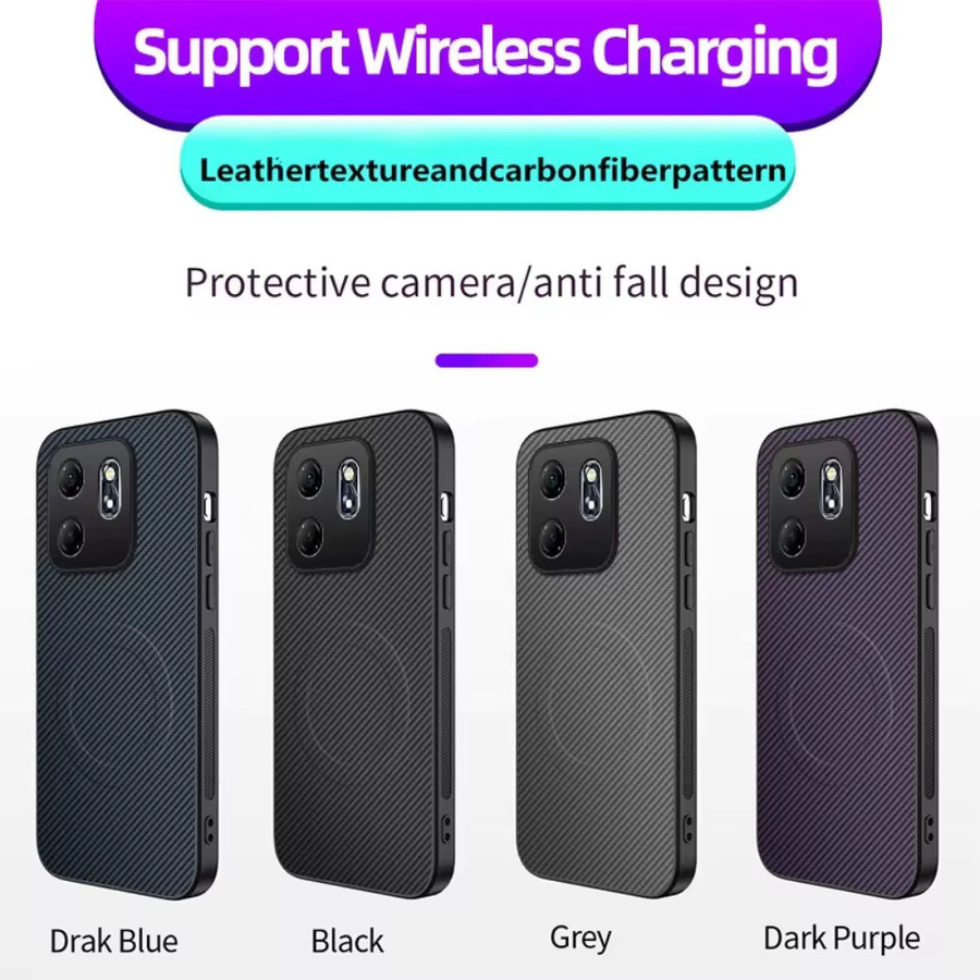 Magnetische Sturzsichere Handyhülle mit Kohlefaser-Leder-Textur für OPPO Reno 15 und OPPO Reno 14 F Pro, unterstützt kabelloses Laden, in Schwarz oder Blau - Bild 6