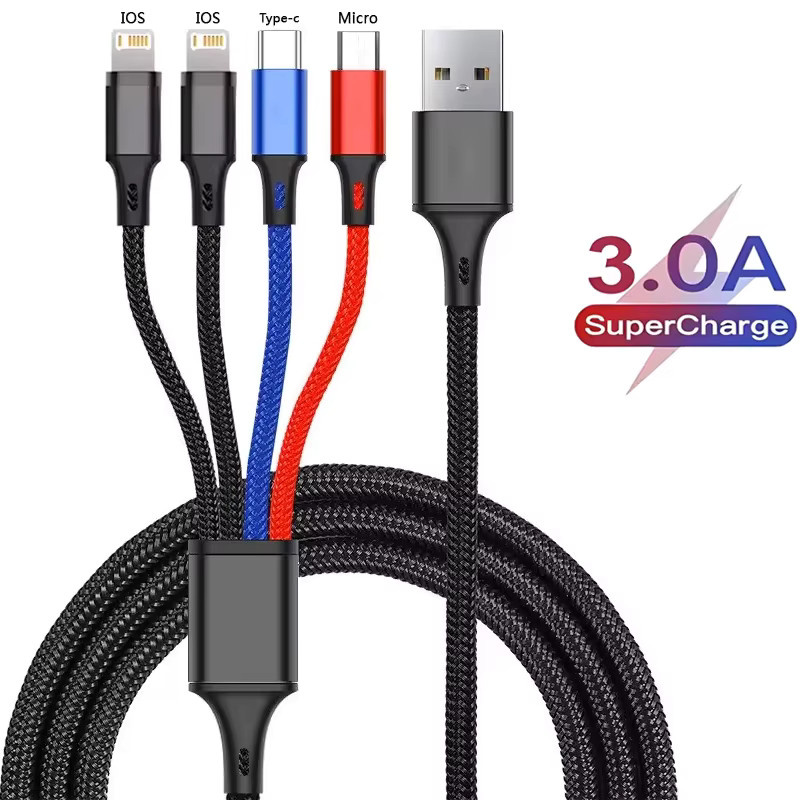 NNBILI 4-in-1 Multi-Ladekabel Schwarz mit Micro-USB und USB-C für iPhone und Android-Geräte - Bild 5