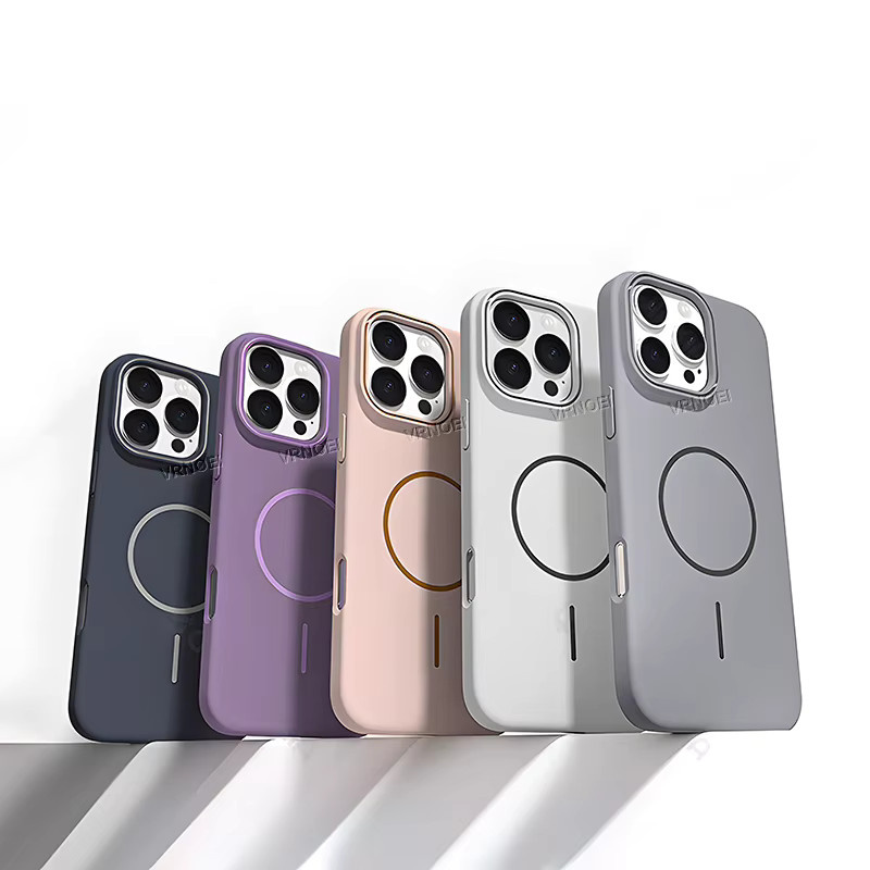 VRNOEI Matte PC-Handyhülle für iPhone 11 bis iPhone 17 Pro Max in Beige mit magnetischem kabellosem Laden und stoßfester Hartschale - Bild 3