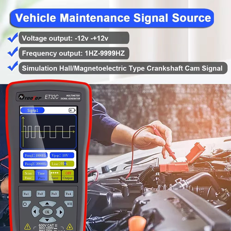TOOLTOP ET31C/32C Tragbarer Kfz-Signalgenerator mit 9999 Hz PWM Wellenformspeicher für Autoreparaturen (12 V bis +12 V) - Bild 2