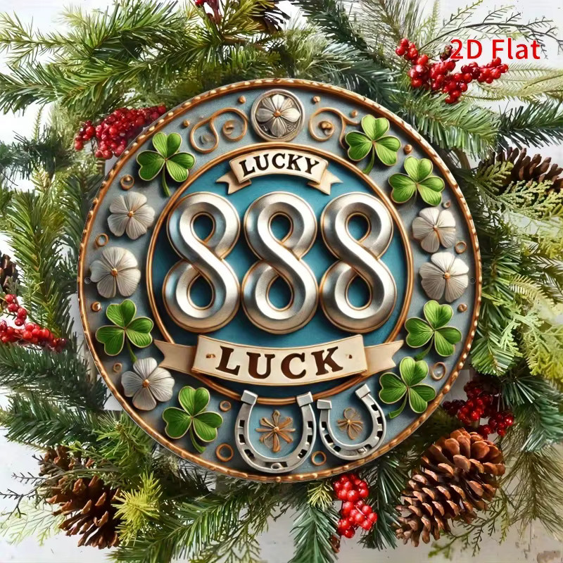 CIFbuy Vintage Wandkunst aus Aluminium mit Hufeisen und Kleeblatt in Multicolour, rundes Metallschild mit floralem Design für deine Heim- und Bürodekoration - Bild 2