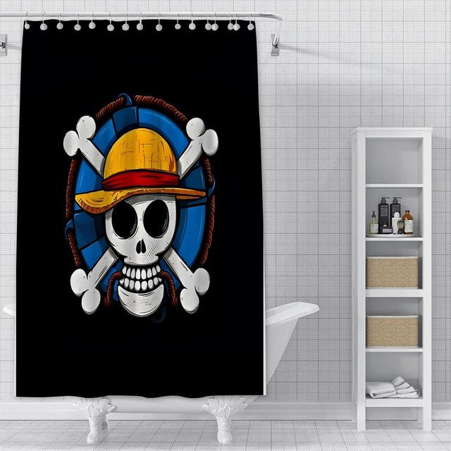 Wasserfester Duschvorhang mit Anime L-Luffy Motiv von Baifenbai Home Furnishing, bunt, Polyester, B/H: 180 x 240 cm - Bild 1