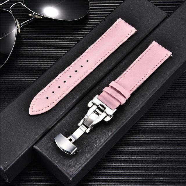 Uhrenarmband Leder, Butterfly-Verschluss, Schwarz, Herren - Bild 1