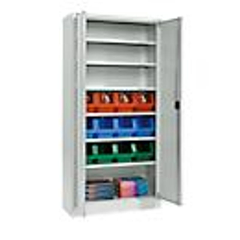 Materialschrank MSI 2409 aus Stahl mit 24 Fächern und 6 Fachböden, Farbe: Lichtgrau, B/T/H: 95,0 x 40,0 x 193,5 cm - Bild 2