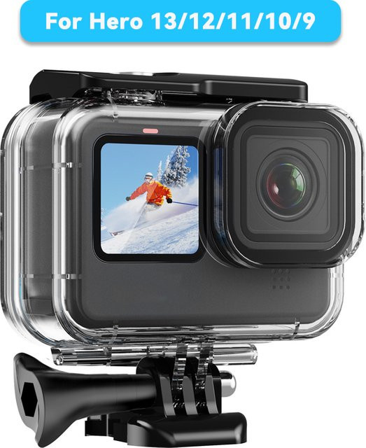 Wasserdichtes Gehäuse für GoPro Hero 13 12 11 10 9 in Schwarz für Unterwassertauchen bis 60m mit Anti-Drop-Schutzhülle - Bild 1