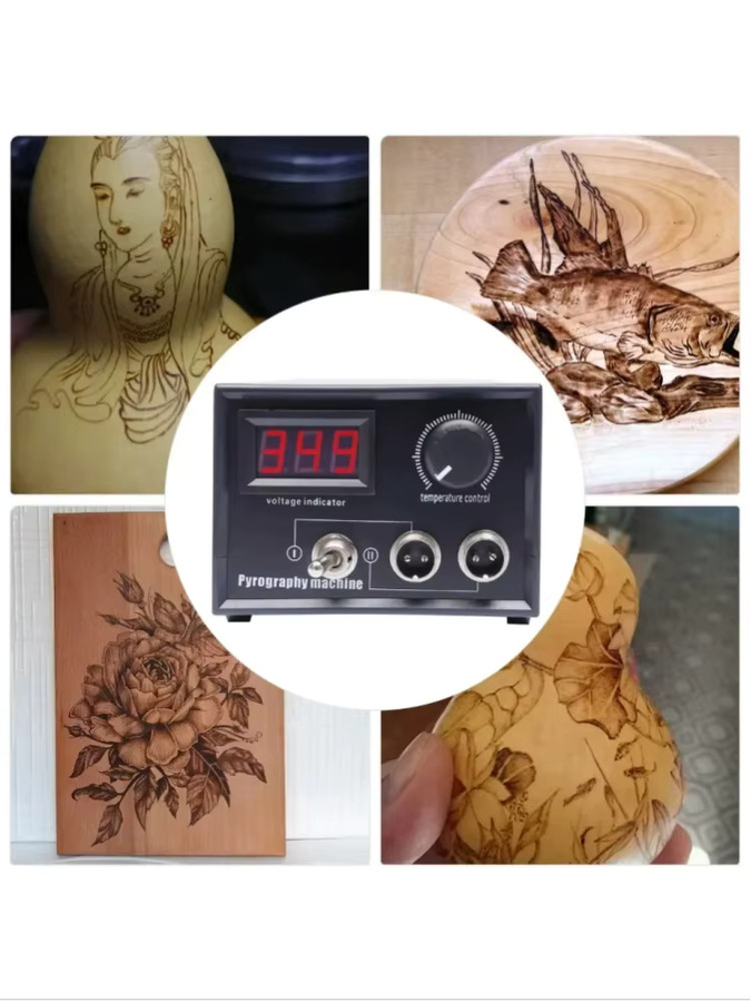 CNCEST Pyrographie-Set mit 19 Brennspitzen, 60W Holzbrandgerät und Lötkolben für Holz und Leder, Schwarz - Bild 4