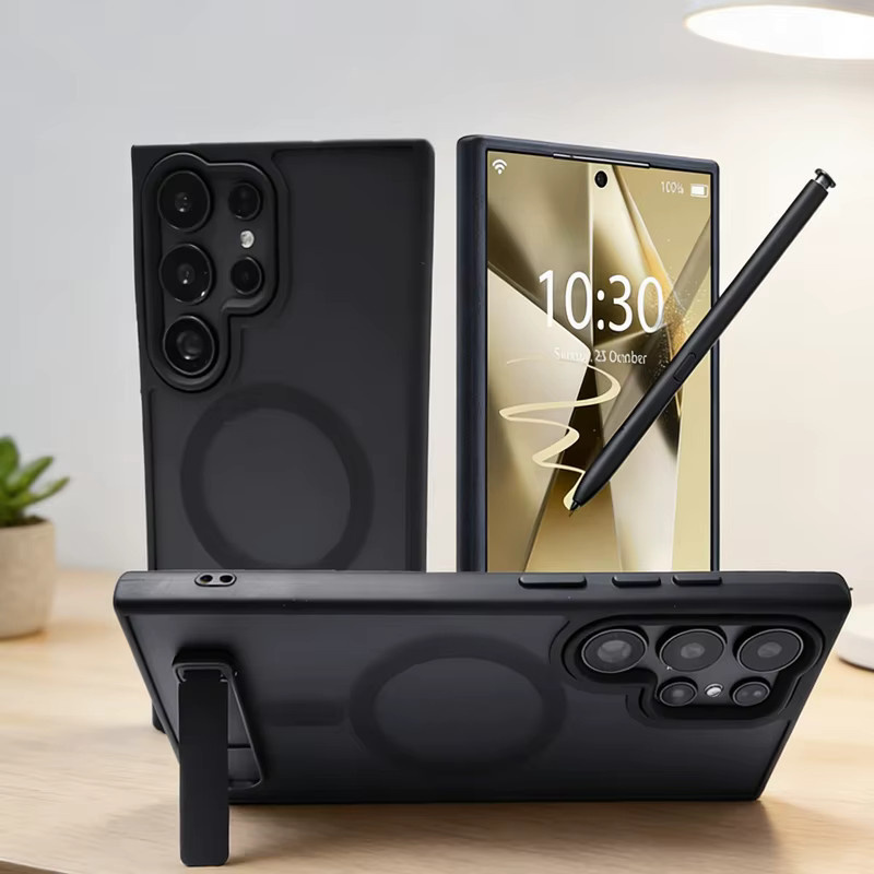 UYUXIO Magnetische Handyhülle mit Ständer für Samsung Galaxy A15 A16 A26 A36 A55 A56 S25 S23 S22 Ultra in Schwarz - Bild 2