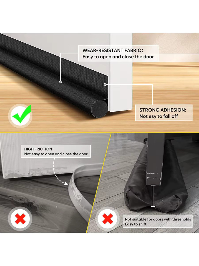 HomeProtect Türzugluftstopper als Zugluftblocker und Türfeger zur Reduzierung von Kaltluft und Schall, Länge: 91,4 cm - Bild 4