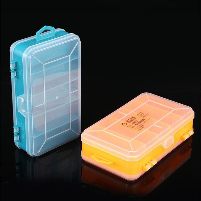 Tragbarer Werkzeugkasten aus Kunststoff zur Aufbewahrung von Schrauben und Hardware-Teilen, transparent und orange, B/T/H: 16,0 x 9,2 x 4,4 cm - Bild 1