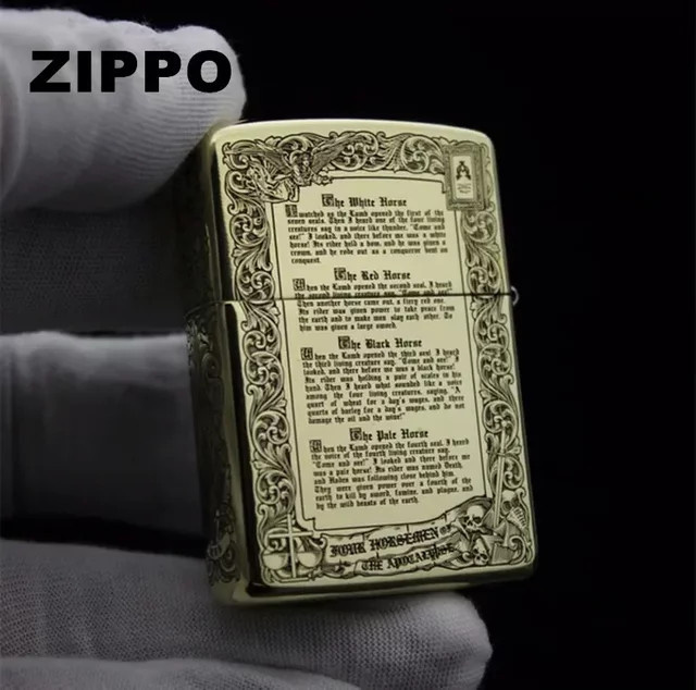 Zippo Feuerzeug Four Horsemen Apocalypse Holy Priest Craved in Gold und Silber Windproof Collection - Bild 1
