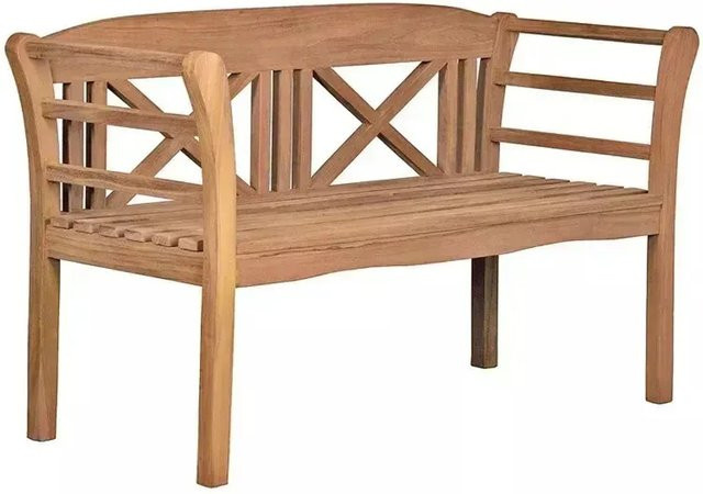 GarWoh Friesenbank Föhr aus Teakholz in Braun mit Armlehnen für Garten und Terrasse - Bild 1