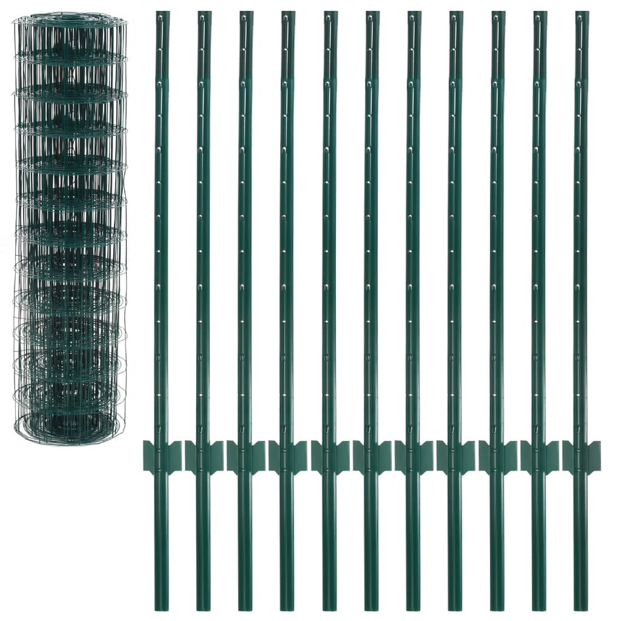 vidaXL Metallzaun aus PVC-beschichtetem Stahl in Grün, B: 20 m, H: 1 m - Bild 2