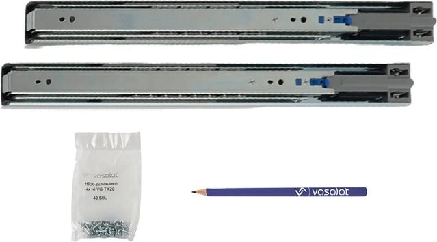 vasalat Kugelauszug Softclose Vollauszug mit Dämpfung, Farbe: Silber, Länge: 350 mm, 1 Paar - Bild 1