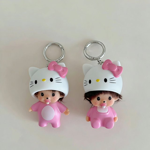 Sanrio Hello Kitty Monchhichi Puppen-Schlüsselanhänger - Bild 1
