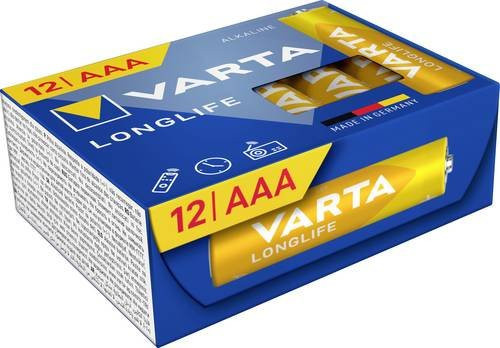 Varta Longlife AAA Batterien Alkali-Mangan 1,5V, 12 Stück, Blau - Bild 1