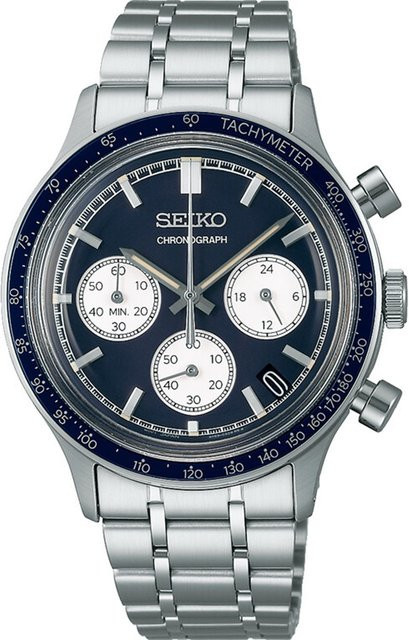 Seiko Chronograph, Quarz, Edelstahl, Blau, 39 mm, Herren - Bild 1