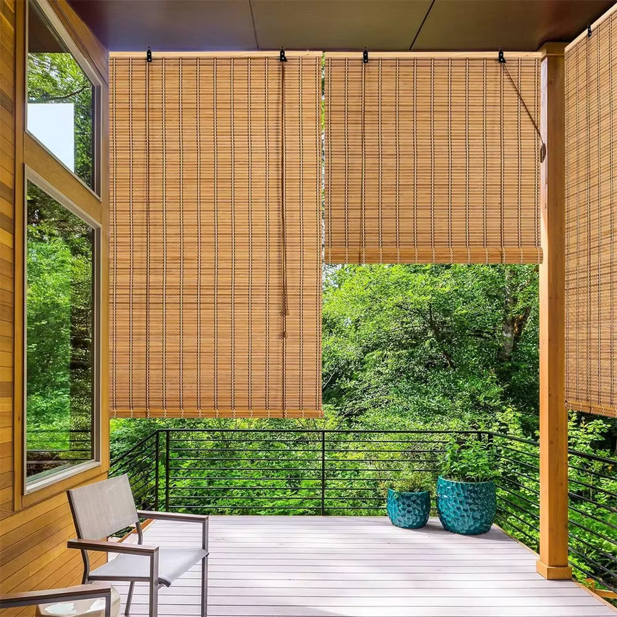 MLYJZH Bambus-Rollo zur Verdunkelung mit 70% Lichtfilterung, Retro-Design für Fenster und Türen, B/H: 100 x 40 cm - Bild 3