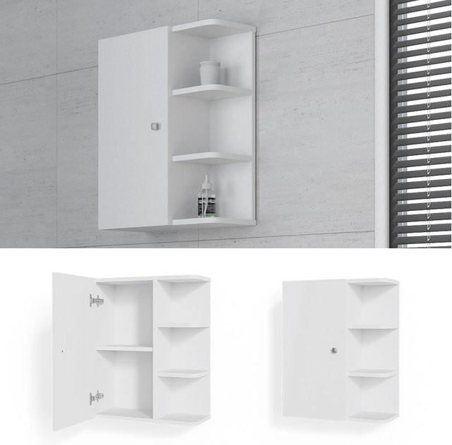 Vicco Hängeschrank Fynn Badschrank in Weiß mit Ablagen, B: 47,2 cm, H: 59,0 cm, T: 21,0 cm - Bild 1
