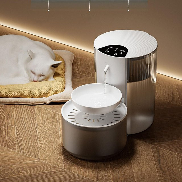 Igeteck Kabellose Haustier-Wasserfontäne mit intelligenter Filtration, Automatischer Katzenwasserspender, 3l, Weiß - Bild 1
