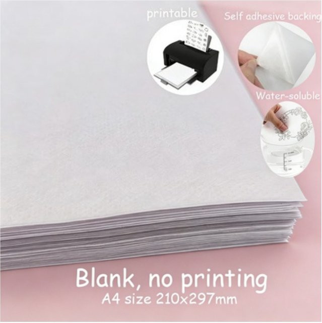 5 Blatt individuell bedruckbare A4 Stickerei-Stabilisator-Aufkleber mit wasserlöslichem Klebstoff in Weiß, B/H: 21 x 29,7 cm - Bild 1