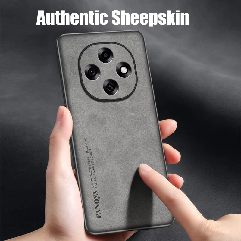 Stoßfeste Lammfell Leder Schutzhülle für Oppo A6 Pro 5G A6GT A6Max A5x A5Pro in Schwarz - Bild 2