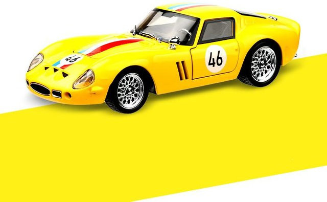 Linyi toy car 250 Gto Langstrecken-Rennwagen, Modellauto, 1:32, Metall, Gelb, ab 18 Jahren - Bild 1