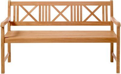 Cinas Gartenbank Rosenborg aus Teakholz in Braun, 3er-Sitzbank mit Armlehnen, B/H/T: 150 x 89 x 58 cm - Bild 1