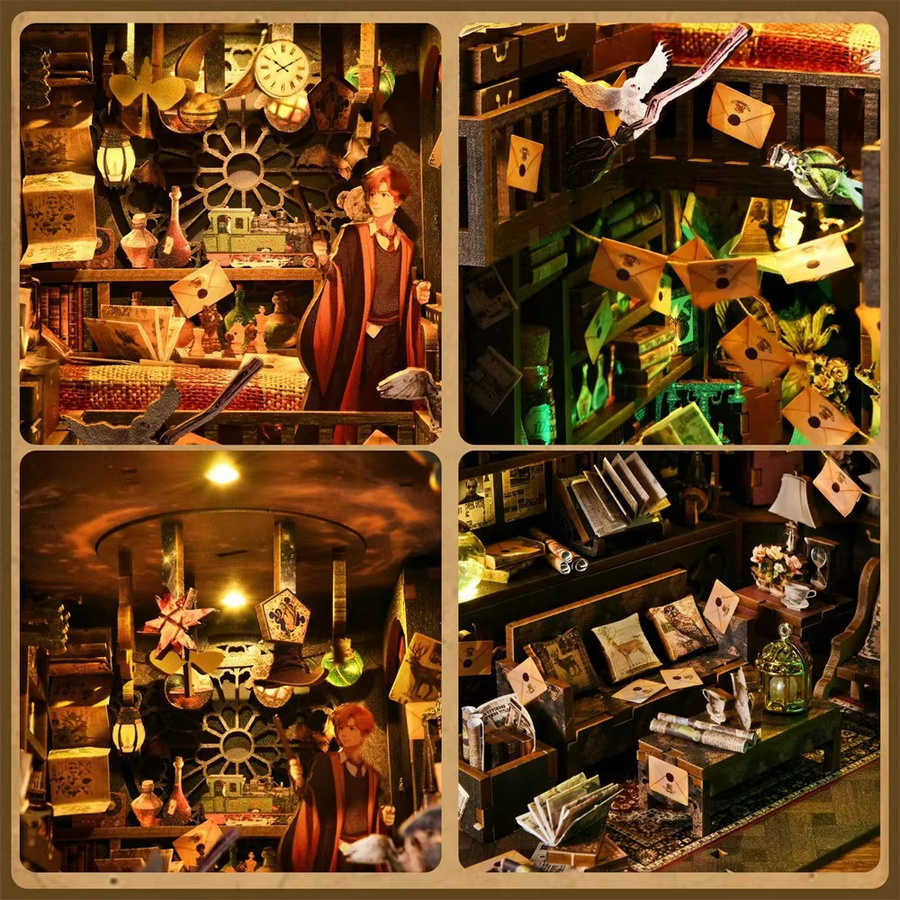 zuuton DIY Buch Nook Kit Magic House 3D Holz Puzzle Bücherregal Einsatz als dekorative Buchstütze und Modellbau Set - Bild 2
