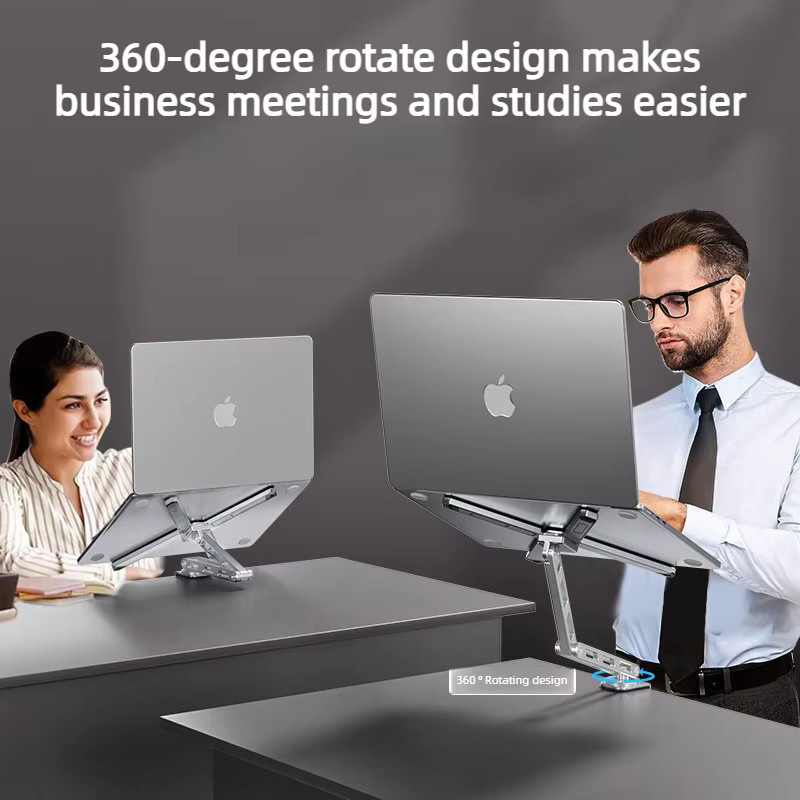 Ideaway 2-in-1 Laptop-Halterung und Tablet-Armhalterung aus Aluminium in Silber mit 360 Grad Drehung und faltbarem Design - Bild 2